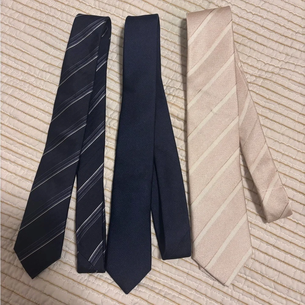 Set Of 3 IZAC Paris Men Ties Handmade 100% Silk